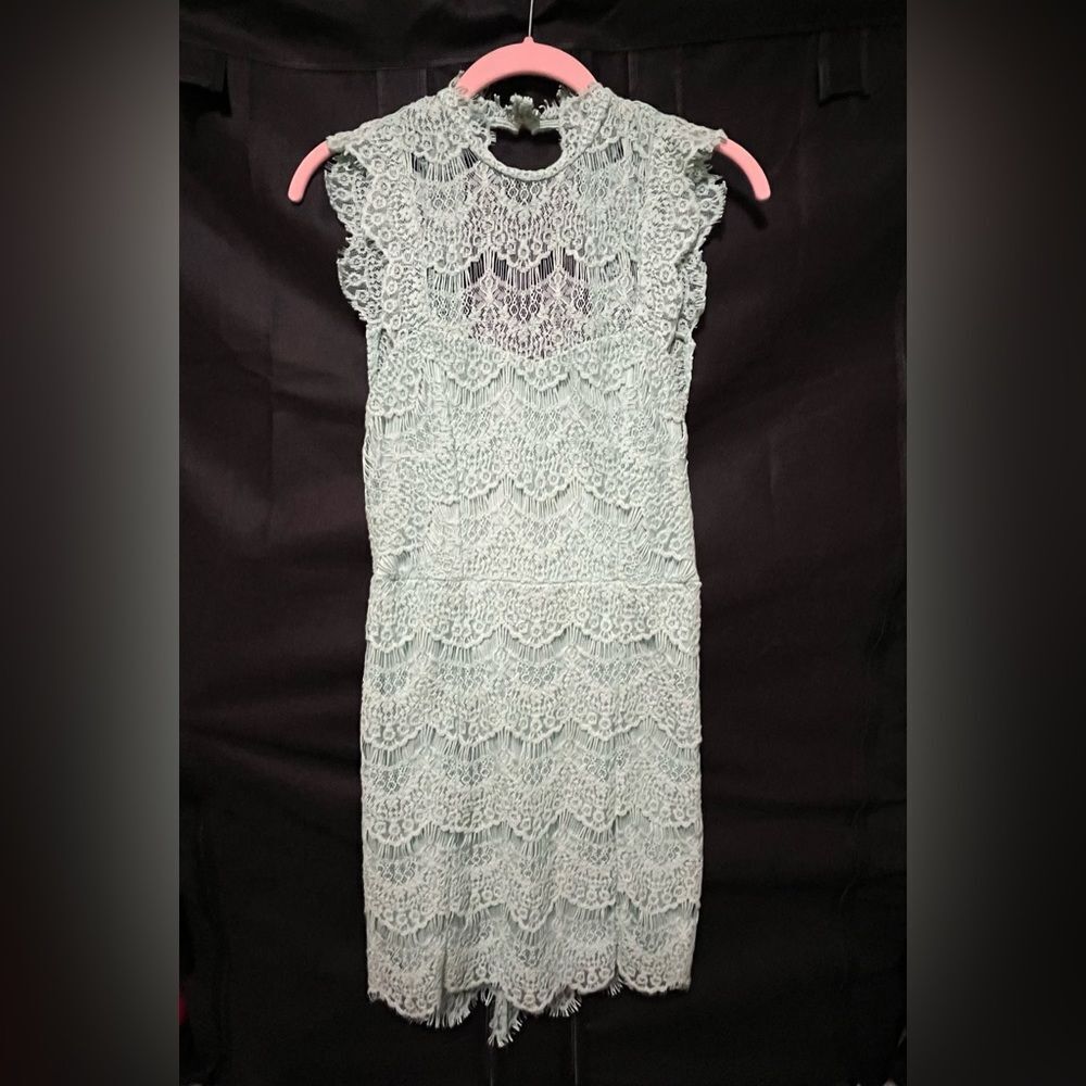 Free People Lace Mini Dress in Mint Green